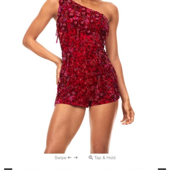 Ashley Lauren Dresses & Skirts - One Shoulder Red Sequin romper